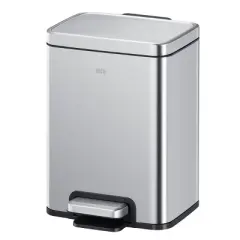 EKO Stainless Steel 6L Madison Step Trash Can Brushed: Indoor Silver Kitchen Trash Can with Lid, Spot Clean, 11.8" Height