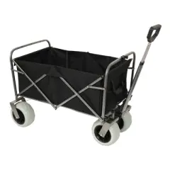 NAYSAYE Wagon Dual Purpose Foldable Cart Set with All Terrain Wheels for Outdoor Adventures, Black and Orange, 26.4"*9.05"*33.3"