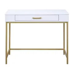 Modern Life Desk with Gold Metal Legs White Finish - OSP Home Furnishings