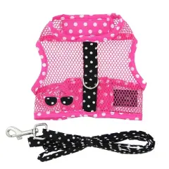 Doggie Design Cool Mesh Dog Harness Under the Sea Collection-Sunglasses Pink and Black Polka Dot