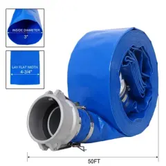 NAYSAYE Pool Cleaning Supply PVC Lay Flat Discharge Hose with Fittings for Outdoor Water Transfer , Blue, 15.2"*12.80"*5.90"