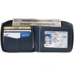 Alpine Swiss Logan Mens RFID Safe Zip Around Wallet Cowhide Leather Zipper Bifold with Gift Box