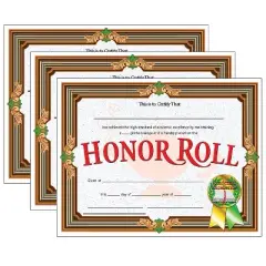 Hayes Publishing Honor Roll Certificate 30 Per Pack 3 Packs (H-VA612-3)