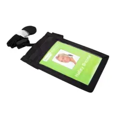 SICURIX ID Neck Pouch Badge Holder, Vertical, Adjustable Cord, 4" x 2-1/4" Insert, Black