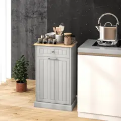 Kitchen Tilt Out Trash Bin Cabinet Free Standing Recycling Cabinet Trash Can Holder With Drawer