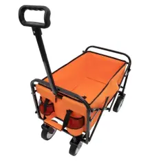 Minimeetall Strap Collapsible Foldable Wagon Cart Beach Wagon Heavy Duty Utility Cart Utility Wagon Grocery Cart orange