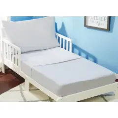 EVERYDAY KIDS 3 Piece Toddler Sheet Set - Soft Microfiber Toddler Bedding - Includes a Flat Sheet, a Fitted Sheet and a Pillowcase - Solid Grey