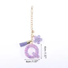 Unique Bargains Star Sequin Letter Q Flower Tassel Water Cup Pendant Purple 1 Pc