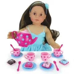 Sophia&rsquo;s 17 Piece Tea Set with Petit Four Cakes for 18" Dolls, Pink