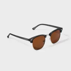 Men's Plastic Retro Browline Square Sunglasses - Goodfellow & Co&trade; Charcoal Gray: Maximum UV Protection, Impact-Resistant