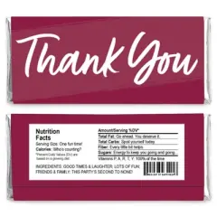 Big Dot of Happiness Burgundy Elegantly Simple - Candy Bar Wrapper Guest Party Favors - Set of 24