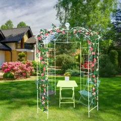 JUJABU Birdcage Shape Metal Garden Arch Gazebo 81.3" Dia x 114.2" High for Wedding Ceremony Cream White