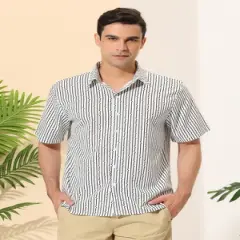 Lars Amadeus Men's Summer Striped Shirt Short Sleeves Casual Button Down Beach Shirts