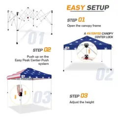 EAGLE PEAK 6.6x6.6 Pop Up Canopy Tent Instant Outdoor Canopy Easy Set Up Straight Leg Folding Shelter with Wheeled Bag, 8 Stakes and 4 Ropes