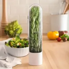 Prepara Herb Savor Pod 2.0 Herb Storage Container - Space Saving for Fridge Door Storage, Pouring Spout Keeps Fresh Herbs Fresh Up to 3 Weeks (2-Pack)