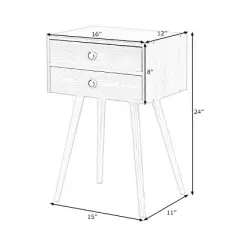 Costway Mid Century Modern 2 Drawers Nightstand In Natural Sofa Side Table End Table