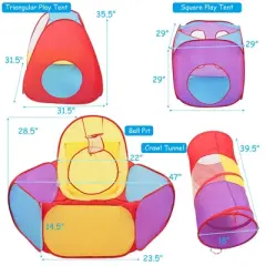 Costway 7pc Kids Ball Pit Play Tents & Tunnels Pop Up Baby Toy Gifts