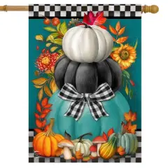 Briarwood Lane Fall House Flag 40x28 For Outdoor Colorful Pumpkin Stack For Fall House Flag