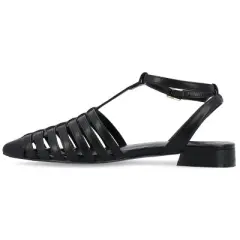 Journee Collection Womens Alivia Ankle Strap Block Heel Pointed Toe Flats