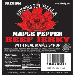 Buffalo Bills 16oz Premium Maple Pepper Beef Jerky Pieces (one pound bag in random size pieces beef jerky pieces)