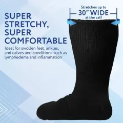 Impresa Extra Wide Socks for Men and Women - 2 Pairs - Ideal for Lymphedema, Swollen Feet, Legs, and Calves