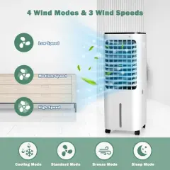 Costway 4-in-1 Portable Evaporative Air Cooler 12L Water Tank 4 Ice Boxes