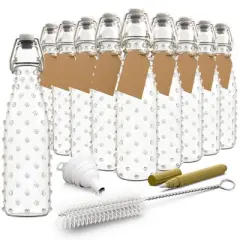 Nevlers 17 oz Dotted Round Swing Top Glass Bottle Set
