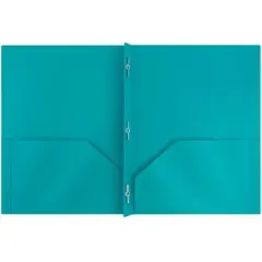 6pk 2 Pocket Plastic Folders with Prong Fasteners Teal - JAM Paper