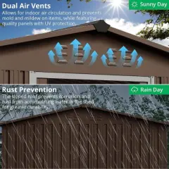 Acekool 10x10 FT Metal Outdoor Storage Shed, Large Garden Tool Shed with Lockable Sliding Door, Vents, Sloped Roof, Waterproof for Backyard, Gray