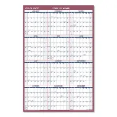 Vertical/Horizontal Wall Calendar, 24 x 36, White/Blue/Red Sheets, 12-Month (Jan to Dec): 2026