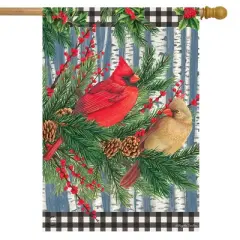 Briarwood Lane Winter Birch Tree Cardinals House Flag 28" x 40" B
