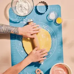 17.28" Adjustable Wood Rolling Pin Light Brown - Figmint&trade;: Handled for Baking, Hand Wash, 1.16 lbs