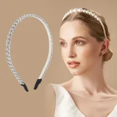 Unique Bargains Women's Cute Thick Chain Headbands Silver Tone 1 Pc