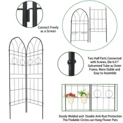 Syemin Patio Decorative Screens, Elegant Vine Pattern Yard Fencing, Pet-Safe Decorative Fence for Yard, Patio, Black, 40"*19.7"*78.7"