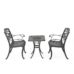 Alexa 3pc Cast Aluminum Bistro Set - Shiny Copper - Christopher Knight Home