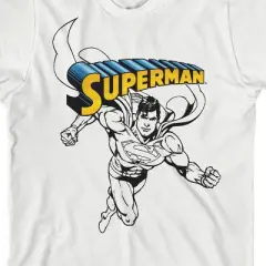 Superman Lineart Crew Neck Short Sleeve White T-shirt Toddler Boy to Youth Boy