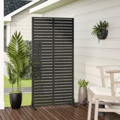 Classic Rectangular Galvanized Sheet Screen with Blinds, Outdoor Partition Garden Screen