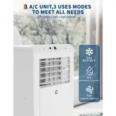 10,000 BTU Portable Air Conditioner, 3-In-1 Portable AC Units for Rooms with Dehumidifier