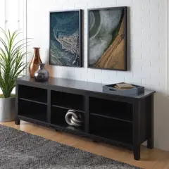 Transitional 6 Cubby Wood Open Storage Wood TV Stand for TVs up to 80"- Saracina Home