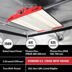 PHANTOM Cultivar GL250 250 Watt 120 Volt Plug LED Aluminum Grow Tent Lamp Compact Plant Light Fixture for Indoor Cultivation, Red