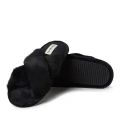 Dearfoams Womens Jessica Furry Crossband Slide
