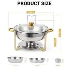 Chafing Dish Buffet , Buffet Servers and Warmers Set of 2，Stainless Steel Buffet Chafers and Warmer Sets ，for Buffet with Lid Holder & Glass Lid