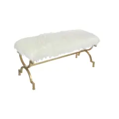 Faux Fur Cushion Bench White - Olivia & May