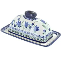 Blue Rose Polish Pottery 1377 Zaklady Butter Dish