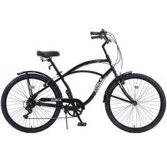 YONWAY 26" Beach Cruiser Bike, 7 Speed Cruiser Bike With High Carbon Steel Dual V-Brakes Bike Perfect For Casual Riding And Long Commutes