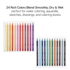 KINGART Woodless Watercolor Pencils 24 Colors