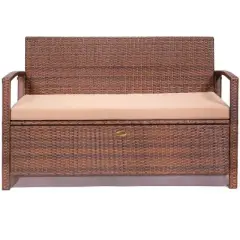 Barton Deck Box w/Seat Cushion Outdoor Patio Storage Bench Shed Cabinet