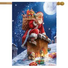 Christmas Delivery Santa Claus House Flag Holiday Chimney 28" x 40" Briarwood Lane