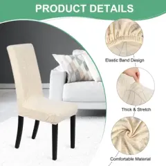 Unique Bargains Waterproof Jacquard Elastic Band Durable Dining Chair Slipcovers