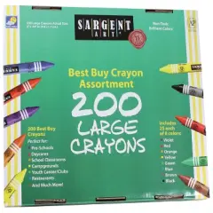Sargent Art Crayon Set, Large, Assorted Colors, set of 200